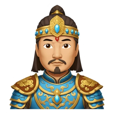 portrait of Genghis Khan in armor rotated 45 degrees to the right sticker