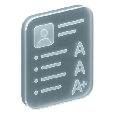 report card with frosted glass effect, iOS widget look sticker