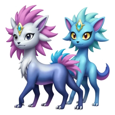 Shiny Sunny furry neon colorful scaly painted Asian pastel-gradient Absol-Meloetta-Solgaleo-Luxray-Suicune-fusion sticker