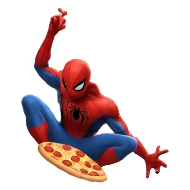 Spider man sitting on building eating pizza sticker