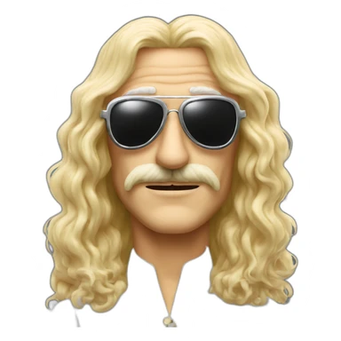 michel polnareff with sunglasses mustache and long blond hair sticker