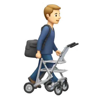 Man walking with rollator sticker