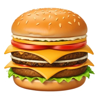 A clean and simple icon of fast food in emoji-style illustration. A burger with fries, nuggets and shawarma, bright and bold colors, simple shapes, flat design, high contrast, inviting and appetizing. sticker