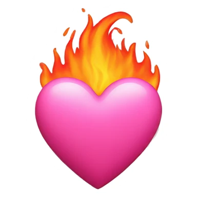 Pink heart on fire  sticker