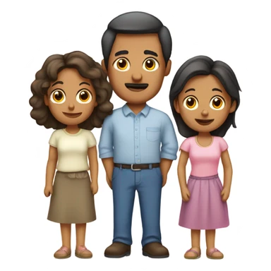 Familia de 5 personas papá mama hijas tres sticker