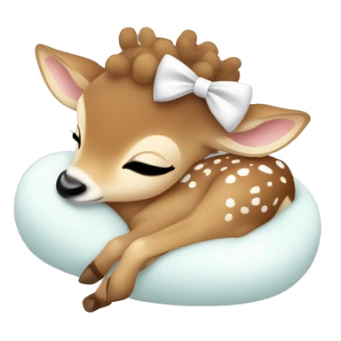 Baby deer with two white bows curled up sleeping  sticker