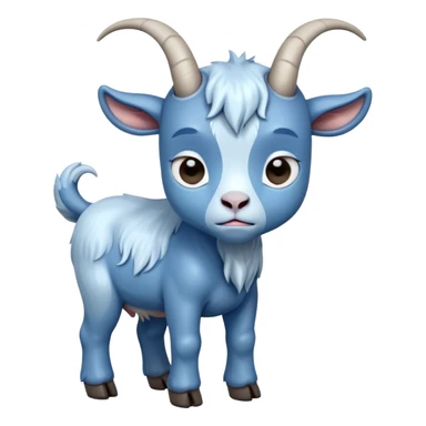 Sad-crying tears-cute-small-full body-blue goat-head tilted up sticker