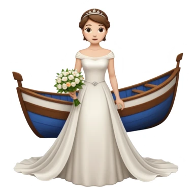Chica blanca,cuerpo entero, vestido boda cuello barco y cola, pelo castaño,   1 ramo de flores , pelo recogido con tiara sticker