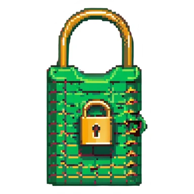 Green document with golden padlock, secure digital file sticker