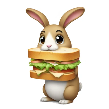 Make a sad rabbit eating a sandwich sticker