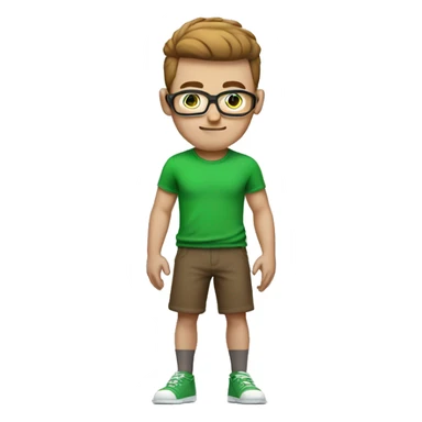 white nerd guy with brown with green t-shirt hair lifting weight sticker