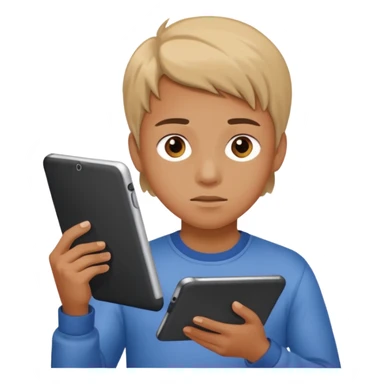 Teen gaming on tablet sticker