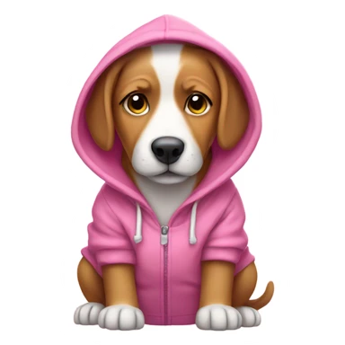 dog wearing a hoodie that's pink and cute  sticker