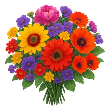 A bright floral bouquet, vibrant colors sticker