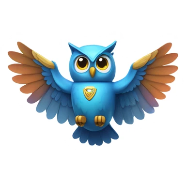 Blue owl flying with jetpack on sticker