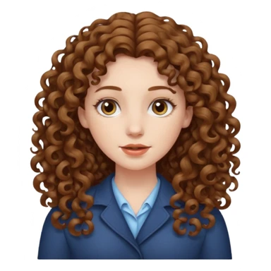 pale woman with one meter long brown curly hair, middle part sticker