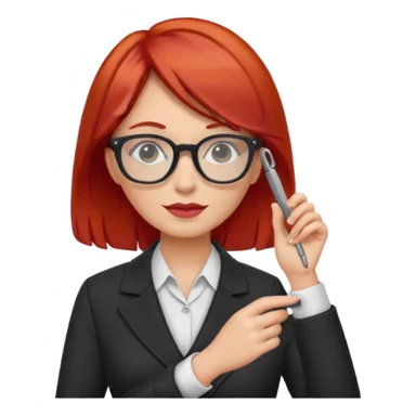 tailor woman with red hair and glasses sticker