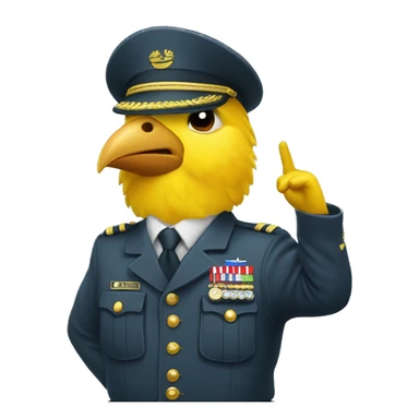 canary bird doing military salute sticker
