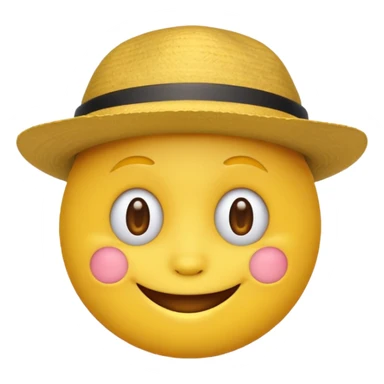 classic yellow emoji face wearing a hat, cheerful expression sticker