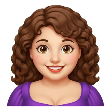 30 yr old italian woman, chubby, brown wavy hair, big brown eyes, huge smile, fancy dress sticker