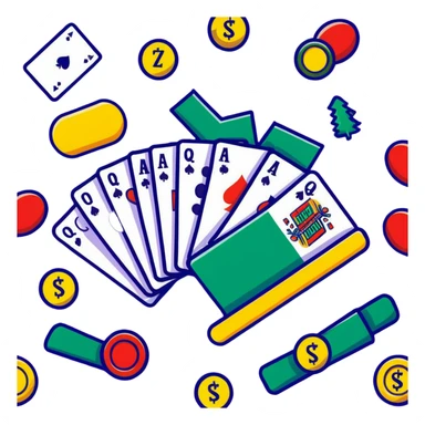 online casino games theme with Brazil and Mexico motifs, vibrant colors, festive sticker