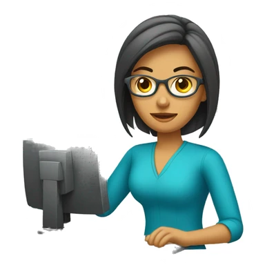 Mujer con computadora  sticker