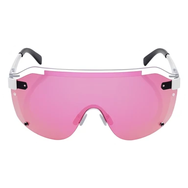 frameless pink tinted shield visor sunglasses, Y2K aesthetic, one-piece lens sticker