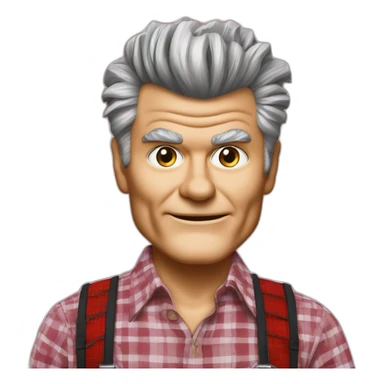 fred willard old skinny spiked hair red plaid shirt with suspenders (portrait,-front-facing) sticker
