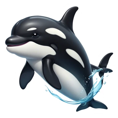 Cinematic Noble orca Portrait Emoji, Poised and majestic, with a sleek, streamlined black-and-white body, piercing intelligent eyes, and a powerful, commanding presence, Simplified yet sharp and sophisticated features, highly detailed, glowing with a soft oceanic radiance, high shine, intelligent and formidable, stylized with an air of deep-sea dominance, focused and alert, soft glowing outline, capturing the essence of an apex predator that appears ready to surge out of the waves with effortless authority! sticker