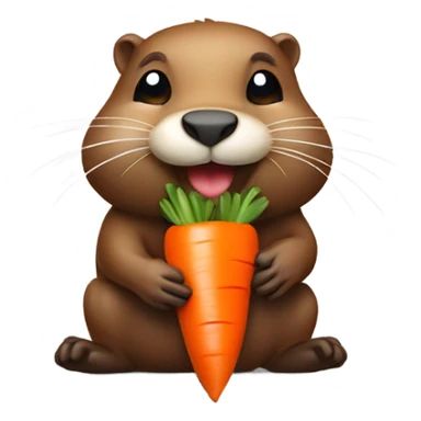 Small beaver eat carrots  sticker
