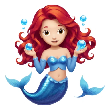 Bubbles the Mermaid from The Wiggles with light skin, long red hair, icy blue outfit sticker