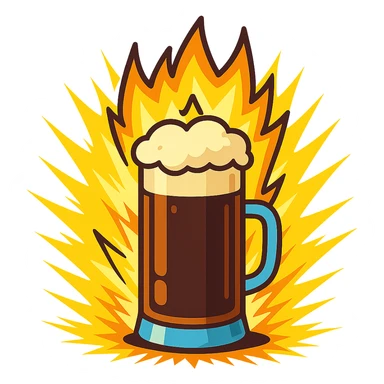 Goaßmaß glass with foam crown, surrounded by a dramatic glowing anime aura like Dragon Ball Z sticker