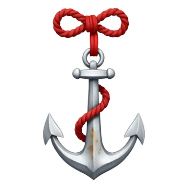 Je veux un emoji encre dans ce style là : ⚓ je veux qu’il représente sentimental par un noeud : 🪢 peut tu me faire l’ancre en argent en gardant la corde rouge  sticker