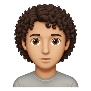 young man with dark brown curly hair, deep set eyes  sticker