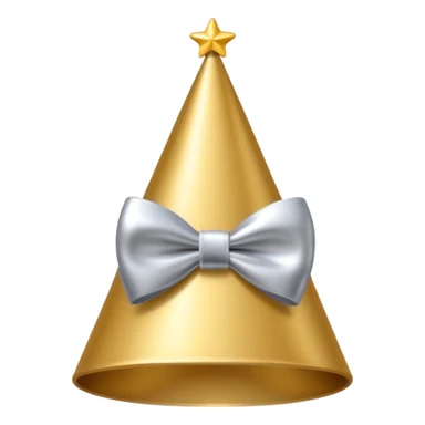 birthday hat with a bow, metallic gold and silver colors sticker