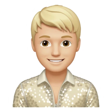 Nick Carter from Backstreet Boys with blonde hair, ivory sequin outfit sticker