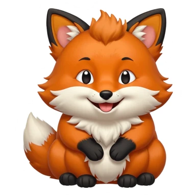 Floofy the Creampuff fox blackish away laughing, chubby. Black paws orange color sticker