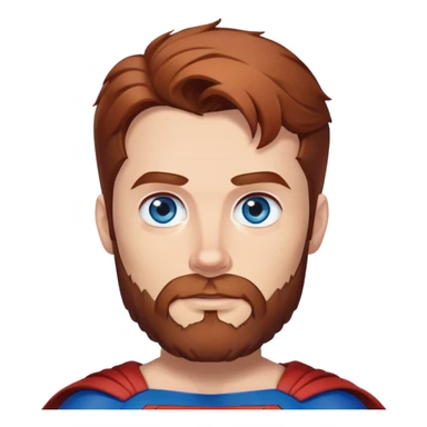 Adult Superman with blue eyes redish brownish hair and full scruffy beard making 🫶🏻 sticker