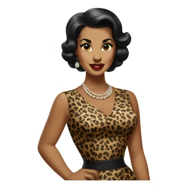 pin up brown woman with black hair in a 50s leopard dress sticker