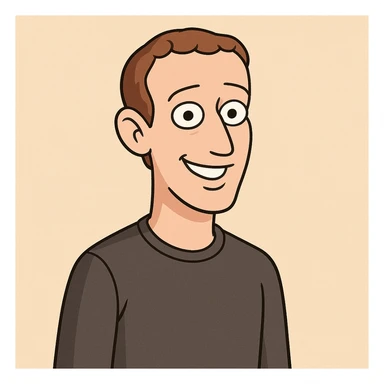 Mark Zuckerberg, cartoon style, friendly expression, simple background sticker