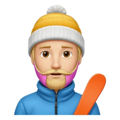 blonde guy with beard, ski hat sticker