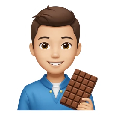 a pretty male bratz asian boy smiling with chocolates with middle part hair sticker