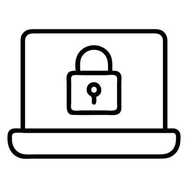 minimalist icon of computer security sticker