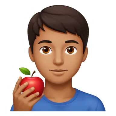 I want you to create an emoji of a spanish sergeant,  He should be a young guy with dark brown hair, brown eyes, his skin color like he’s tan and he’s eating an apple  sticker