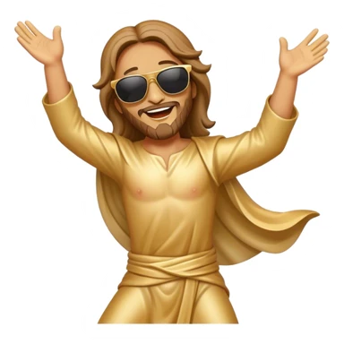 dancing figure of rejoicing Jesus with  sunglases golden  sticker