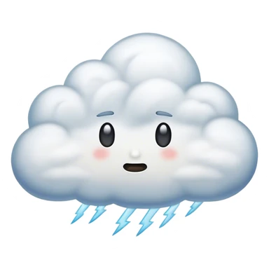 Cinematic realistic emoji depicting a cloud with a thunderstorm sticker