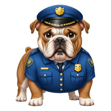 english bulldog wearing a security uniform sticker