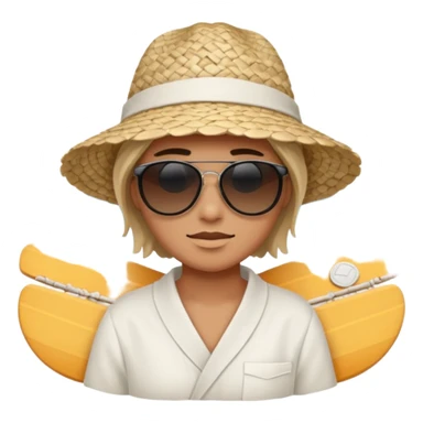 beach clothes folded, beach hat and glasses sticker