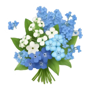 bouquet of baby breaths, delphiniums, forget me nots, and blue hydrangeas  sticker