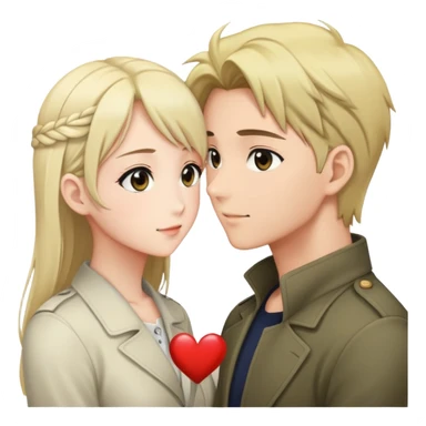 A romantic beautiful hetero anime couple looking into each others eyes  sticker